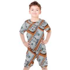 Money Pattern Kids  Tee And Shorts Set by artworkshop