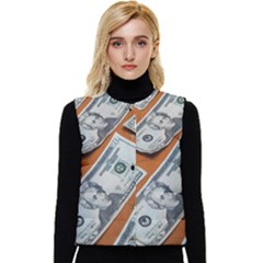 Money Pattern Women s Short Button Up Puffer Vest by artworkshop