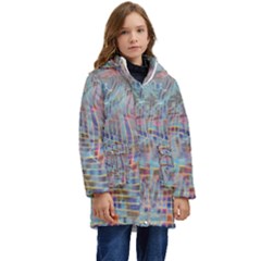 Pattern Texture Design Kid s Hooded Longline Puffer Jacket by artworkshop