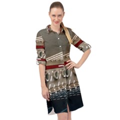 Patterned Tunnels On The Concrete Wall Long Sleeve Mini Shirt Dress by artworkshop
