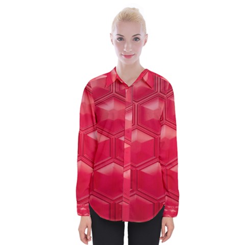 Red Textured Wall Womens Long Sleeve Shirt by artworkshop