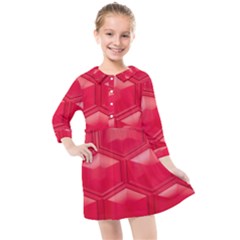 Red Textured Wall Kids  Quarter Sleeve Shirt Dress by artworkshop