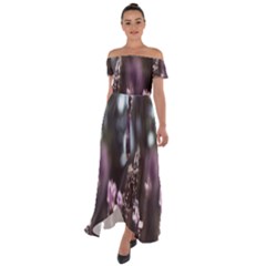 Purple Flower Pattern Off Shoulder Open Front Chiffon Dress by artworkshop