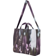 Purple Flower Pattern Square Shoulder Tote Bag by artworkshop
