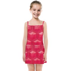 Red Textured Wall Kids  Summer Sun Dress by artworkshop