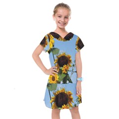 Sunflower Flower Yellow Kids  Drop Waist Dress by artworkshop