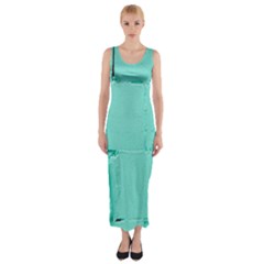 Teal Brick Texture Fitted Maxi Dress by artworkshop