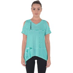 Teal Brick Texture Cut Out Side Drop Tee by artworkshop