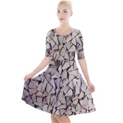 Texture Pattern Design Quarter Sleeve A-line Dress by artworkshop