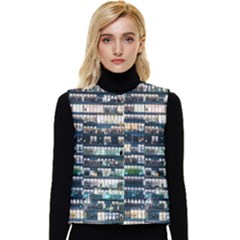 Texture Pattern Women s Short Button Up Puffer Vest by artworkshop