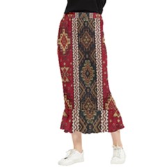 Uzbek Pattern In Temple Maxi Fishtail Chiffon Skirt