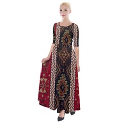 Uzbek Pattern In Temple Half Sleeves Maxi Dress