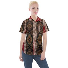 Uzbek Pattern In Temple Women s Short Sleeve Pocket Shirt