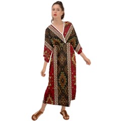 Uzbek Pattern In Temple Grecian Style  Maxi Dress