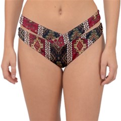 Uzbek Pattern In Temple Double Strap Halter Bikini Bottom