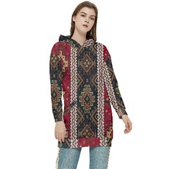 Uzbek Pattern In Temple Women s Long Oversized Pullover Hoodie