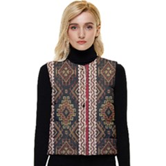 Uzbek Pattern In Temple Women s Short Button Up Puffer Vest