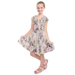 Vintage Floral Pattern Kids  Short Sleeve Dress