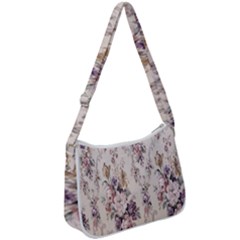 Vintage Floral Pattern Zip Up Shoulder Bag