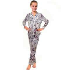 Vintage Floral Pattern Kid s Satin Long Sleeve Pajamas Set