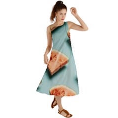 Watermelon Against Blue Surface Pattern Summer Maxi Dress by artworkshop
