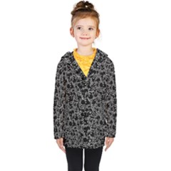 Black And Alien Drawing Motif Pattern Kids  Double Breasted Button Coat by dflcprintsclothing