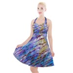Abstract Ripple Halter Party Swing Dress 