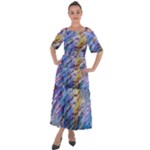 Abstract Ripple Shoulder Straps Boho Maxi Dress 