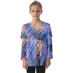 Abstract Ripple Kids  V Neck Casual Top by bloomingvinedesign