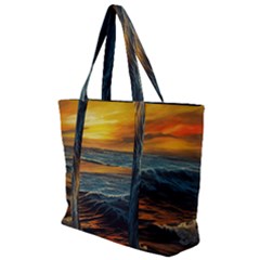 Ocean Sunset Sea Ocean Sunset Zip Up Canvas Bag by Ravend