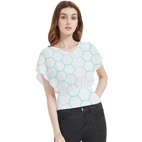 Abstract T- Shirt Honeycomb Pattern 4 Butterfly Chiffon Blouse by maxcute