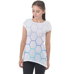 Abstract T- Shirt Honeycomb Pattern 6 Cap Sleeve High Low Top by maxcute