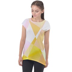 Abstract T- Shirt Yellow Chess Cell Abstract Pattern T- Shirt Cap Sleeve High Low Top by maxcute