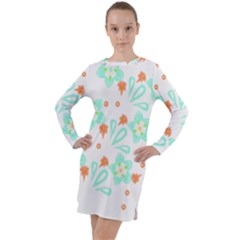 Batik T- Shirt Batik Flowers Pattern 15 Long Sleeve Hoodie Dress by maxcute