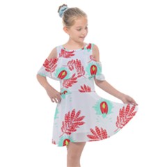 Batik T- Shirt Batik Flowers Pattern 17 Kids  Shoulder Cutout Chiffon Dress by maxcute
