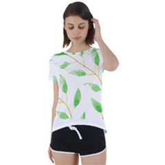 Boho Leaf Pattern T- Shirt Boho Leaf Pattern8 Short Sleeve Open Back Tee by maxcute