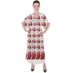Circles Pattern T- Shirt Red Circles Pattern T- Shirt V-neck Boho Style Maxi Dress by maxcute