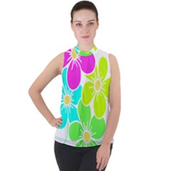 Colorful Flower T- Shirtcolorful Blooming Flower, Flowery, Floral Pattern T- Shirt Mock Neck Chiffon Sleeveless Top by maxcute