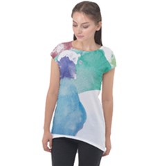 Colourful Pattern T- Shirt Colourful Watercolor Rainbow Bubbles T- Shirt Cap Sleeve High Low Top by maxcute