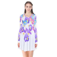 Daisies In Bloom T- Shirt Daisy Iris Heart Flower Floral Pattern Daisies T- Shirt Long Sleeve V-neck Flare Dress by maxcute