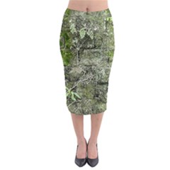 Old Stone Exterior Wall With Moss Midi Pencil Skirt by dflcprintsclothing