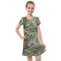 Old Stone Exterior Wall With Moss Kids  Cross Web Dress by dflcprintsclothing