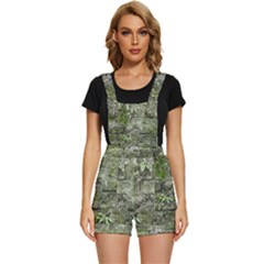 Old Stone Exterior Wall With Moss Short Overalls by dflcprintsclothing