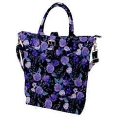Dark Floral Buckle Top Tote Bag by fructosebat
