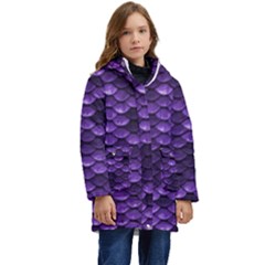 Purple Scales! Kid s Hooded Longline Puffer Jacket by fructosebat