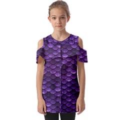 Purple Scales! Fold Over Open Sleeve Top by fructosebat