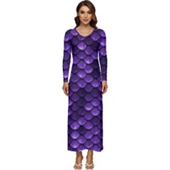 Purple Scales! Long Sleeve Velour Longline Maxi Dress by fructosebat
