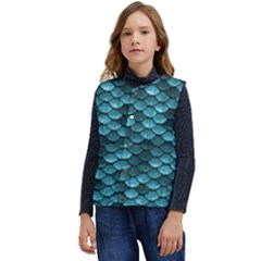 Teal Scales! Kid s Short Button Up Puffer Vest	 by fructosebat