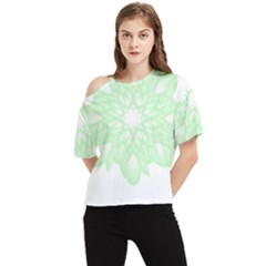 Floral Pattern T- Shirt Beautiful And Artistic Light Green Flower T- Shirt One Shoulder Cut Out Tee by maxcute