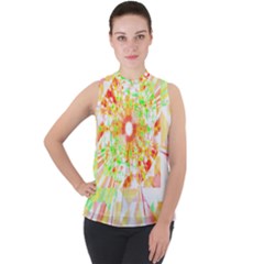 Fractal Artwork T- Shirt Sun Ray Life T- Shirt Mock Neck Chiffon Sleeveless Top by maxcute